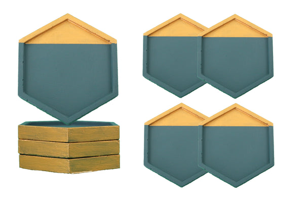 Coasters for Drinks Set of 4 pcs Handmade Gold Emerald Green | Luxdecor6