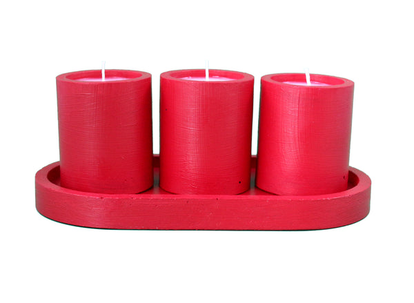 Scented Candles Christmas Spice Red 4pc Candle & Tray Gift Set Luxdecor6
