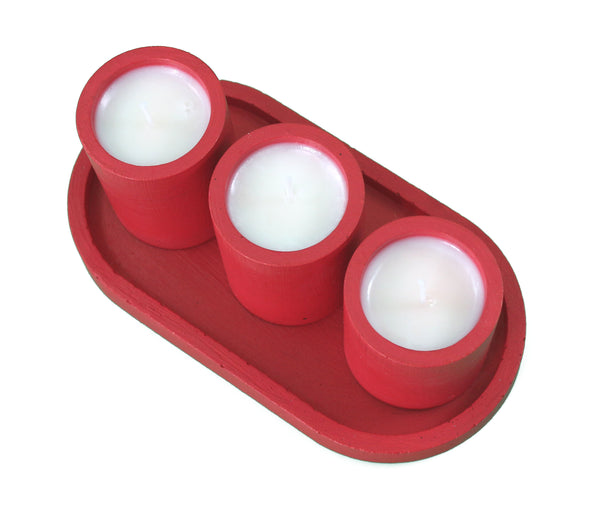 Scented Candles Christmas Spice Red 4pc Candle & Tray Gift Set Luxdecor6