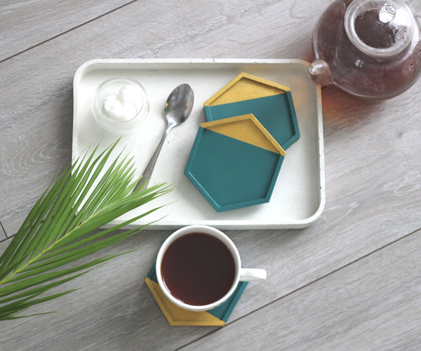 Coasters for Drinks Set of 4 pcs Handmade Gold Emerald Green | Luxdecor6