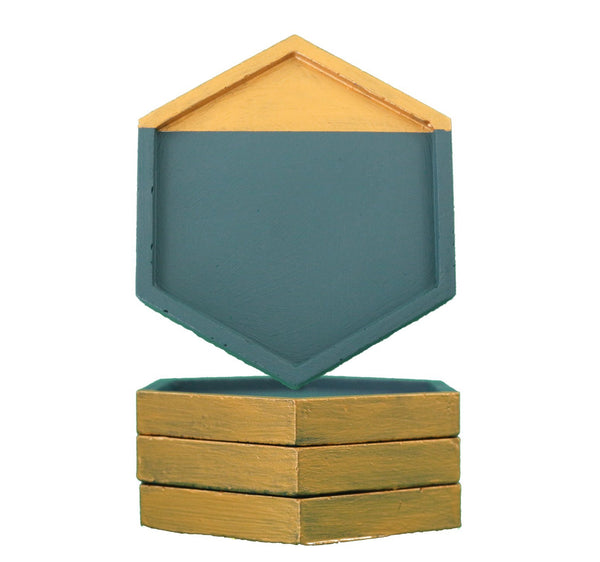 Coasters for Drinks Set of 4 pcs Handmade Gold Emerald Green | Luxdecor6