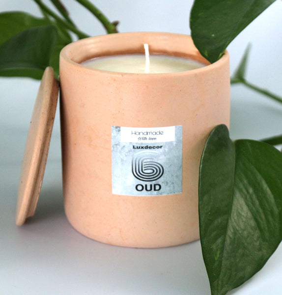 40hrs Large Terracotta Citronella Garden Candles with Lids | Luxdecor6