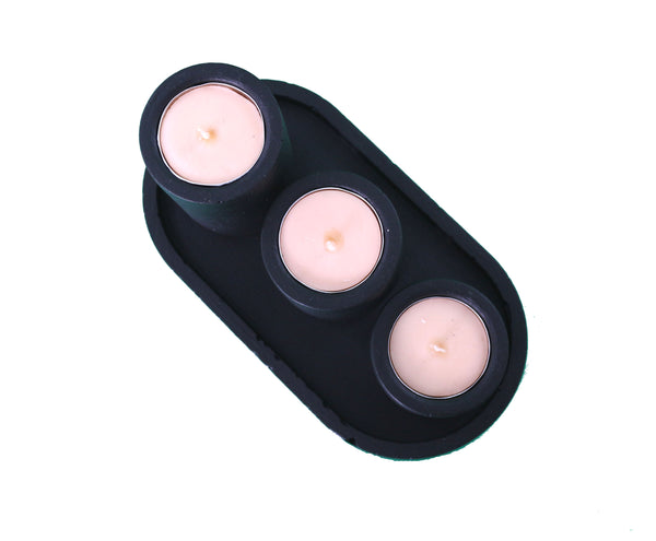 Set of 3 Black Tea Light Holders Tray Free UK Delivery Handmade Luxdecor6