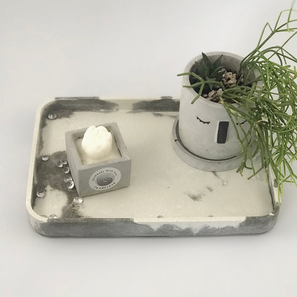 1pc Nordic Geometric Marble Grey white Concrete vanity Tray UK Free PnP