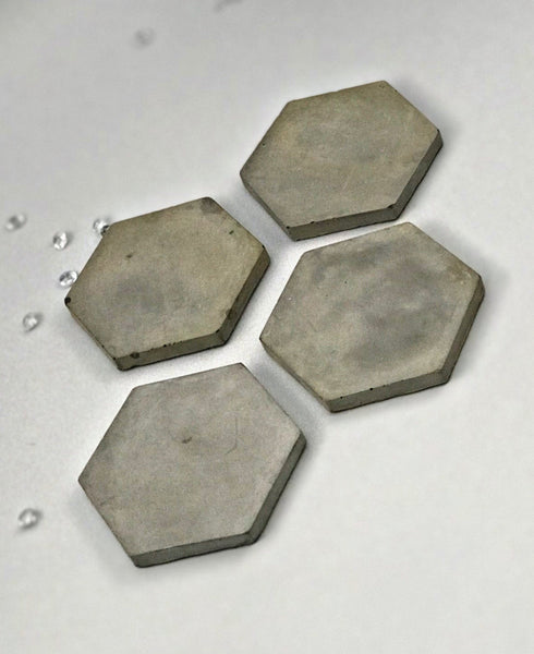 4pcs set Scandi Hexagon Geometric Light Blue Concrete Coasters UK Free Delivery