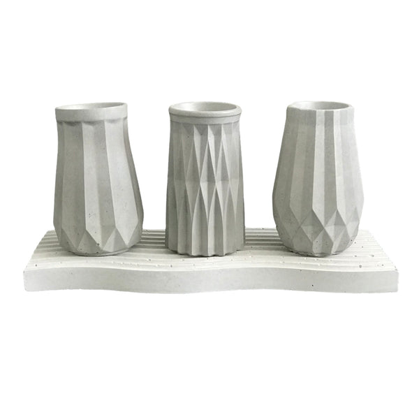 3Pcs Vase Set for Flowers Arrangement Home Decoration Vases Grey Luxdecor6