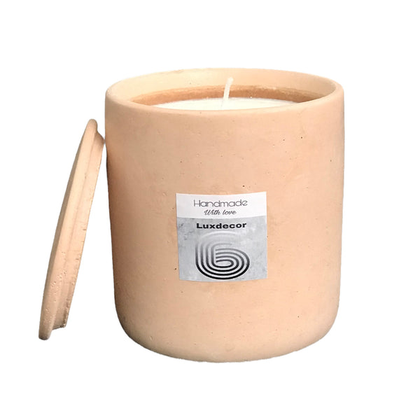 40hrs Large Terracotta Citronella Garden Candles with Lids | Luxdecor6