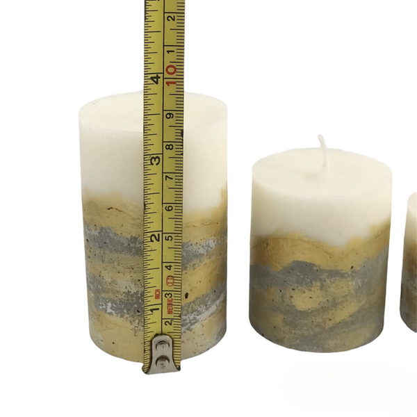 4pcs set unique round concrete pillar candles oval tray gold