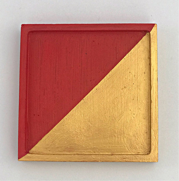 4pcs Christmas Festive Red & Gold Coasters