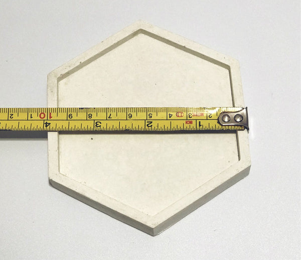 4 Pcs Set Hexagon Geometric Concrete Coasters White