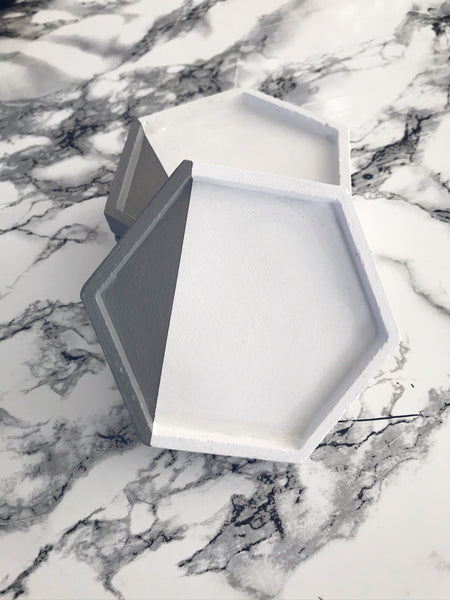 4pcs Hexagon Geometric Grey and Silver Coasters