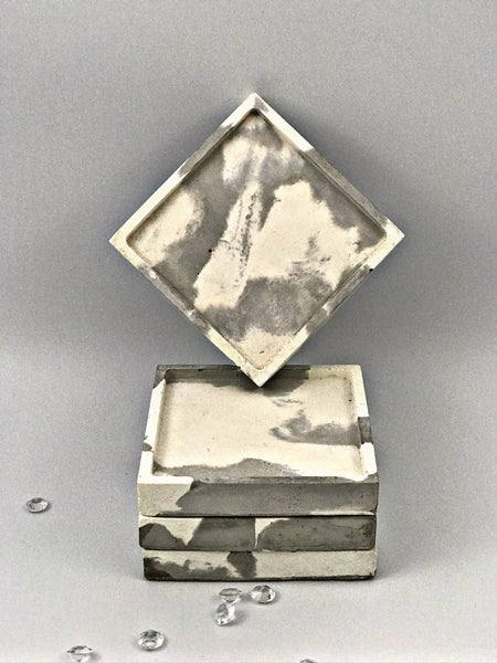 4pcs set Nordic Square Geometric Grey Concrete Coasters UK Free PnP