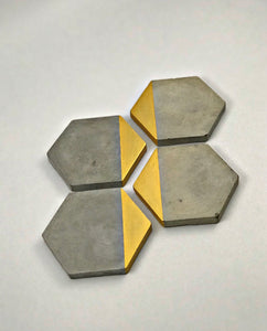 4pcs set Nordic Hexagon Geometric White Gold Concrete Coasters UK Free PnP