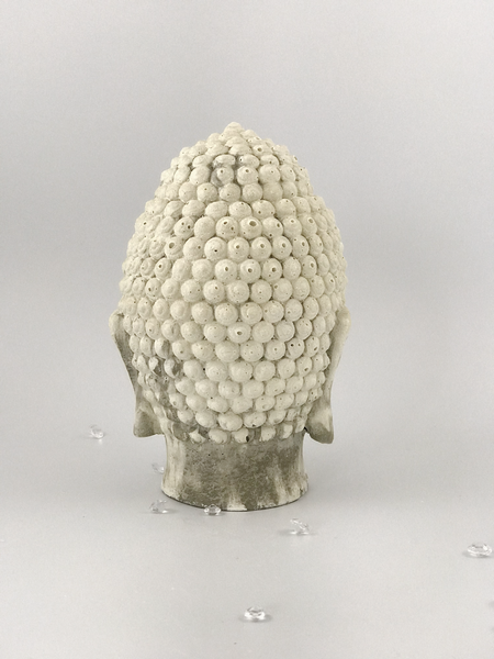 Buddha Head Sculpture Ornament Indoor Garden Zen Decor Marble Effect Book End UK