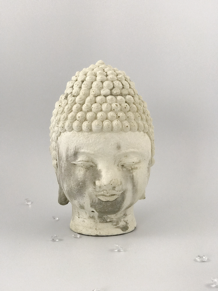 Buddha Head Sculpture Ornament Indoor Garden Zen Decor Marble Effect Book End UK