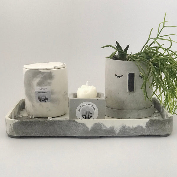 1pc Nordic Geometric Marble Grey white Concrete vanity Tray UK Free PnP