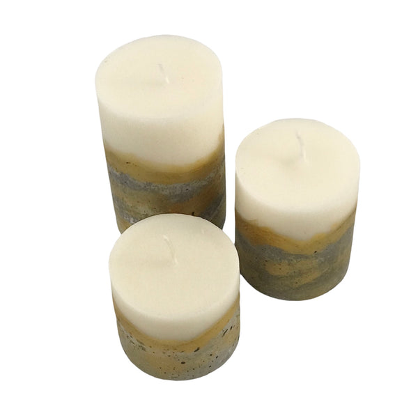 4pcs set unique round concrete pillar candles oval tray gold