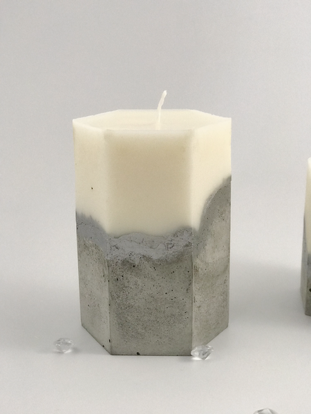 3pcs set unique hexagon concrete pillar candles silver
