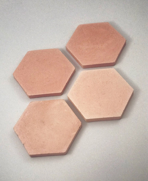4pcs set Pastel Hexagon Geometric Pink Blush Concrete Coasters UK Free Delivery