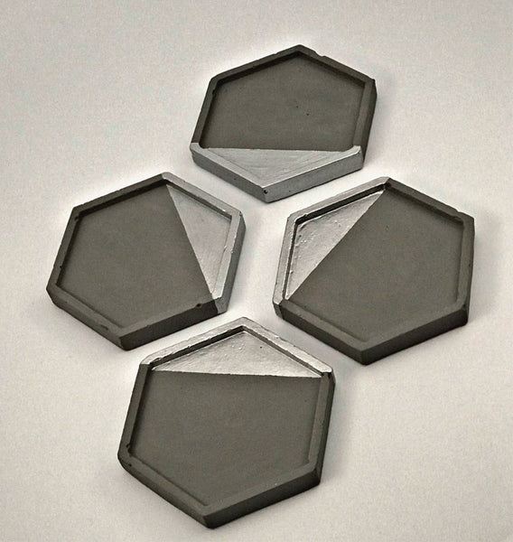 4pcs Hexagon Geometric Grey and White Coasters
