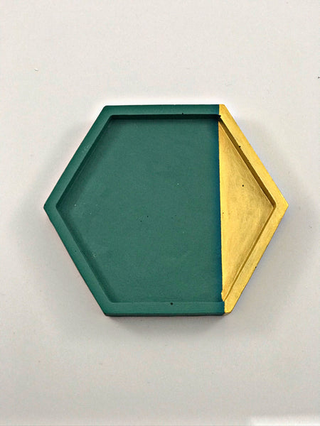 4pcs Hexagon Geometric Grey and Silver Coasters