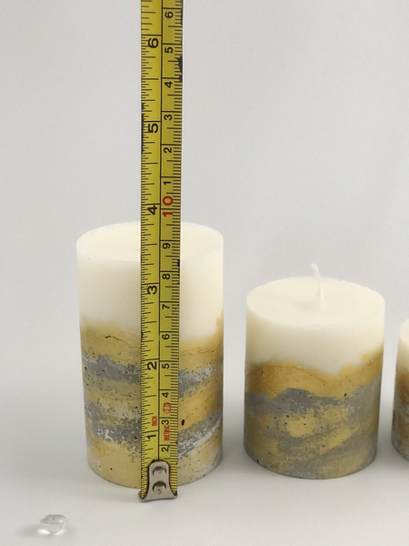 3pcs set unique round concrete pillar candles gold