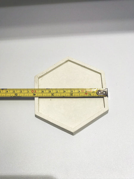 4 pcs Set Coasters Table Mats Hexagon White and Grey