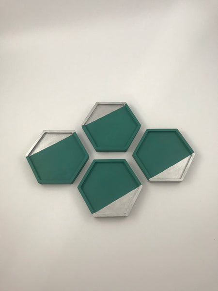 4pcs Hexagon Geometric Grey and White Coasters