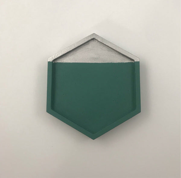 4pcs Hexagon Geometric Grey and Silver Coasters