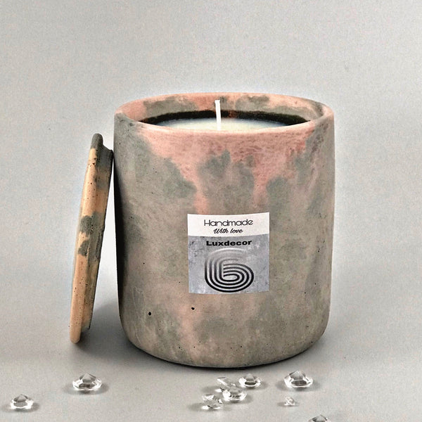 40hrs Large Pastel Marble Highly Velvet Rose Scented Soy Wax Candles