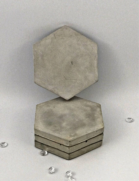 4pcs set Scandi Hexagon Geometric Light Blue Concrete Coasters UK Free Delivery