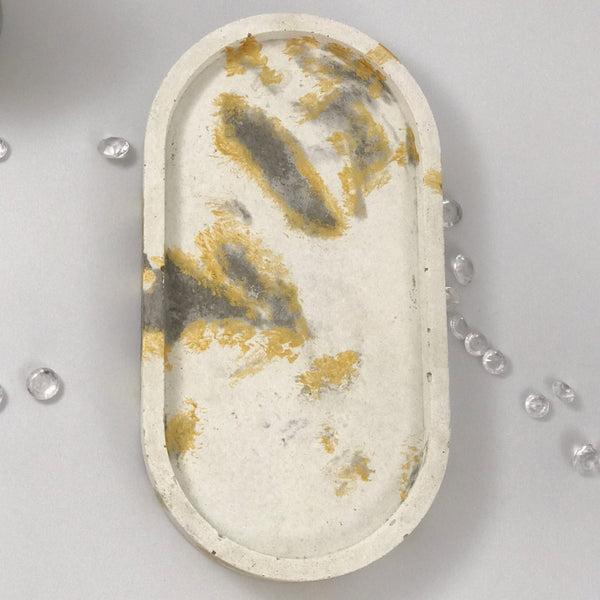 4pcs set unique round concrete pillar candles oval tray gold