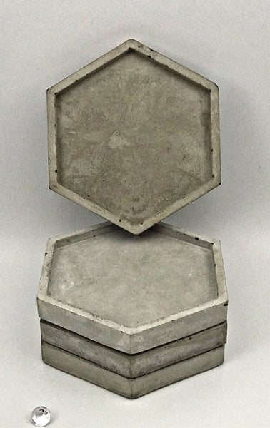 4 pcs Set Coasters Table Mats Hexagon White and Grey