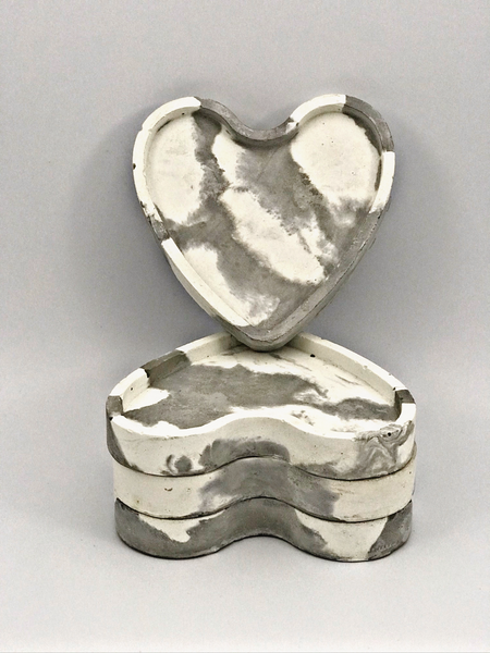 4pcs set Nordic Heart Geometric Grey and White Marble Concrete Coasters UK Free PnP