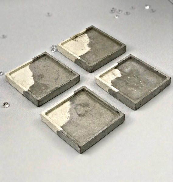 4pcs set Nordic Square Geometric Grey and White Marble Concrete Coasters UK Free PnP