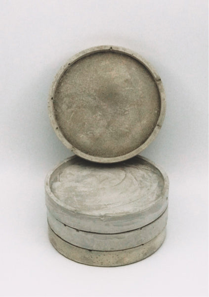 4pcs Set Round Grey & White Concrete Non-Scratch Coasters