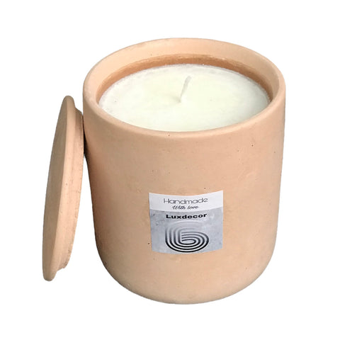 40hrs Large Terracotta Citronella Garden Candles with Lids | Luxdecor6
