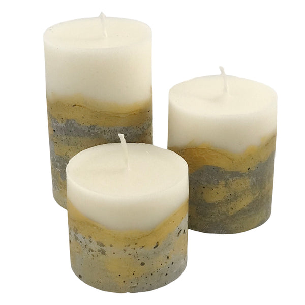 4pcs set unique round concrete pillar candles oval tray gold