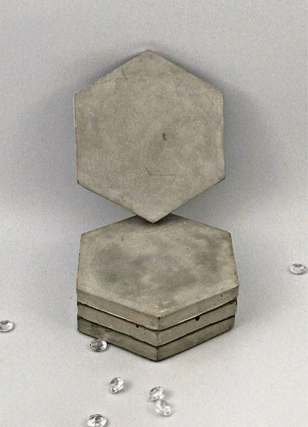 4pcs set Nordic Hexagon Geometric Grey Concrete Coasters UK Free PnP