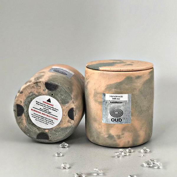40hrs Large Earthy Marble Highly oud wood Scented Soy Wax Candles