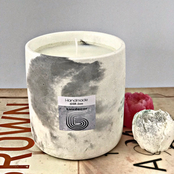 40 hrs Large White Marble Summer highly Scented Soy Wax Candles