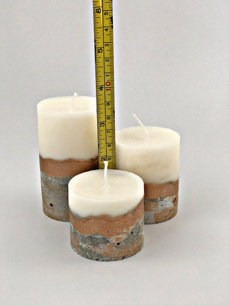3pcs set unique round concrete pillar candles copper