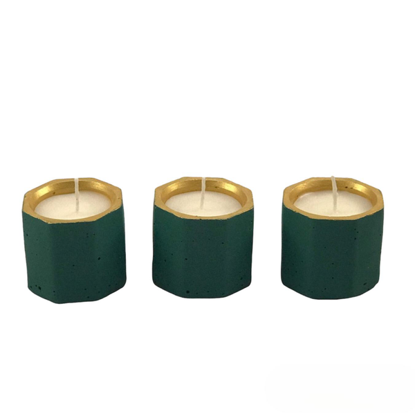 10 pcs Highly Scented Soy Wax Candles Emerald Green and Gold