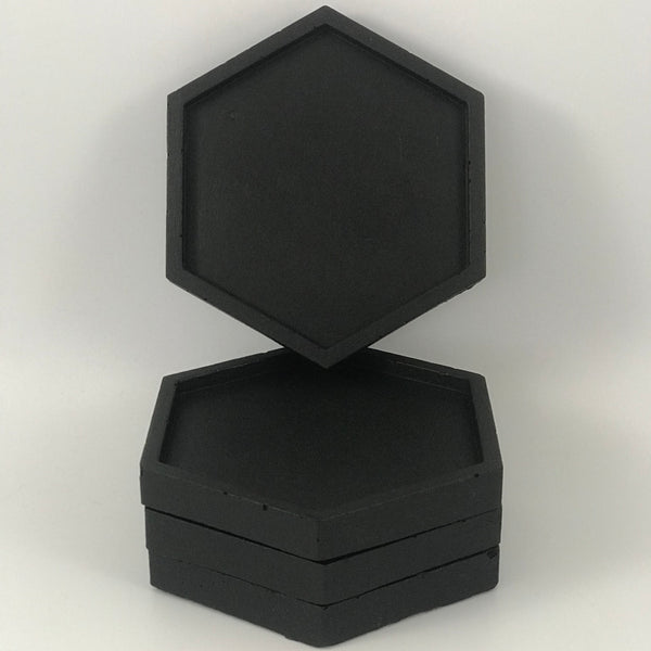 4 Pcs Set Hexagon Geometric Concrete Coasters Grey