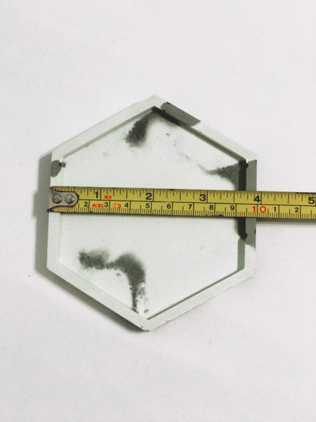 4pcs set Grey White Marble Effect Hexagon Concrete Coasters