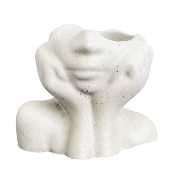 Face Decorative Succulent Plant Pots Planters Flowerpot White Luxdecor6