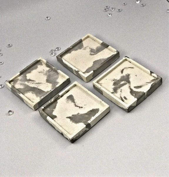 4pcs set Nordic Square Geometric Grey Concrete Coasters UK Free PnP