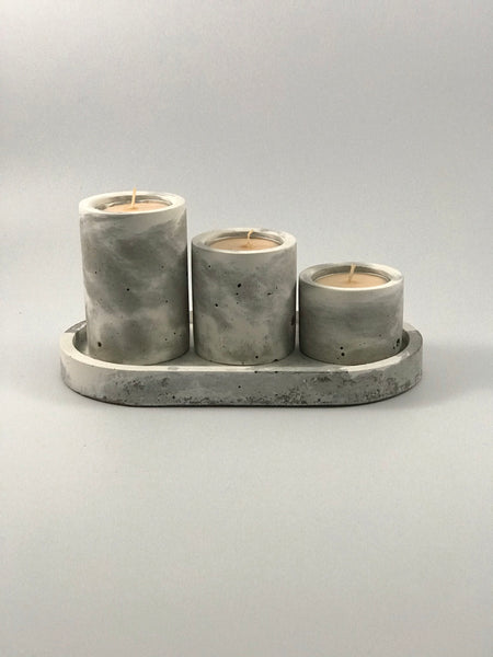 4 Pcs Gift Set Marble Tea Light Holders 3pc Holder and 1pc Oval Tray