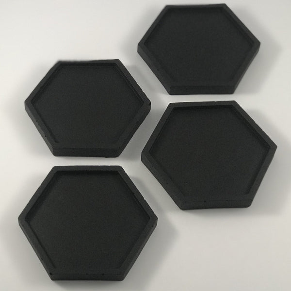 Set of 4pcs Black Hexagon Coasters Drinks Coaster Handmade