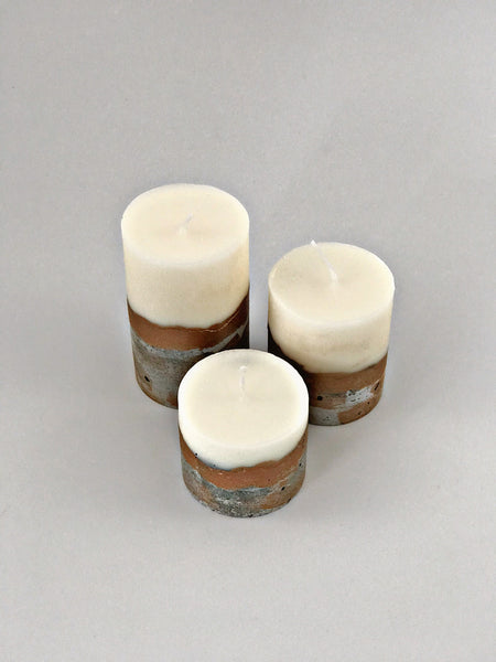 3pcs set unique round concrete pillar candles gold